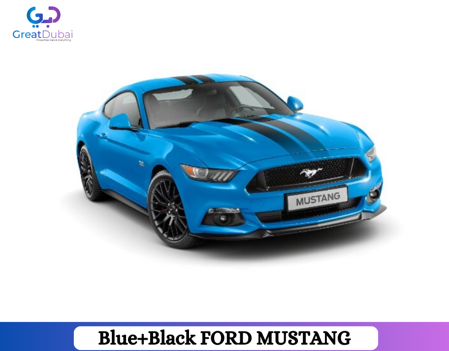 Blue+Black FORD MUSTANG 2020 Rent in Sharjah With Great Dubai
