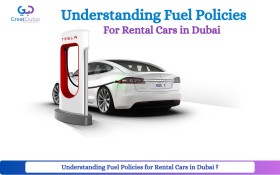 How does the fuel policy work for rental cars in Dubai?