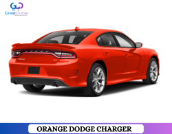 Orange DODGE CHARGER 2018 Rent in Sharjah With Great Dubai