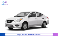 Bright White NISSAN SUNNY 2016 Rent in Dubai with Great Dubai