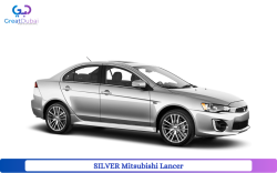 Silver Mitsubishi Lancer 2015 Rent in Dubai with Great Dubai