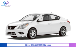 Silver NISSAN SUNNY 2018 Rent in Dubai with Great Dubai