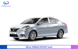 Silver NISSAN SUNNY 2023 Rent in Dubai with Great Dubai