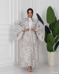 High Quality Linen Jacquard Abaya