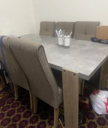 Wood dining table with 6 chairs