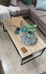 Living room coffee table, C shape side table, corner rack - all for 350