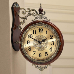 Metal Double Sided Clock with Hanging Bracket
