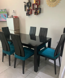 Glass top dining table + 6 chairs