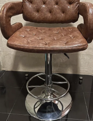 Stool chair brown leather