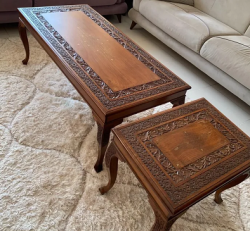 REAL Wooden Living Room Center Table with extra small table matching set in very good condition