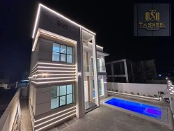 Villa for rent in Al-Yasmine area, ground, first and roof, opposite Al-Rahmaniyah, super luxurious finishing