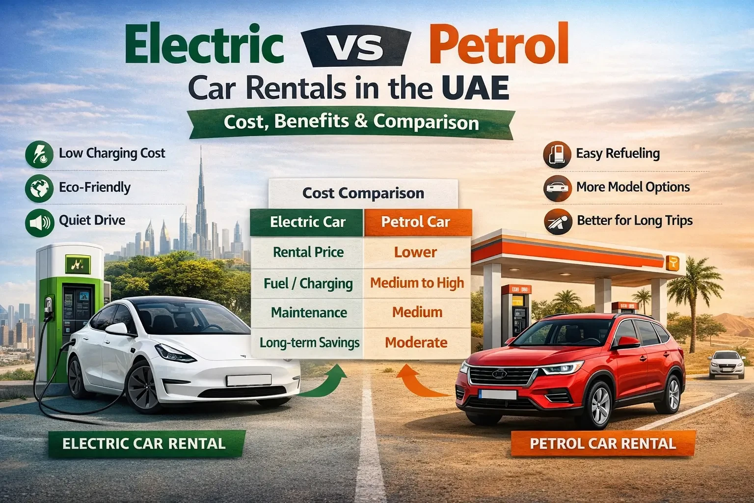 Comparing Electric vs Petrol Car Rentals in the UAE