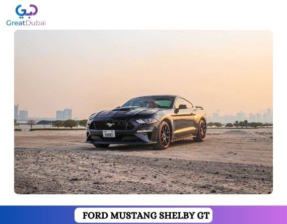 Rent Black Ford Mustang EcoBoost Convertible V4 in Dubai-image