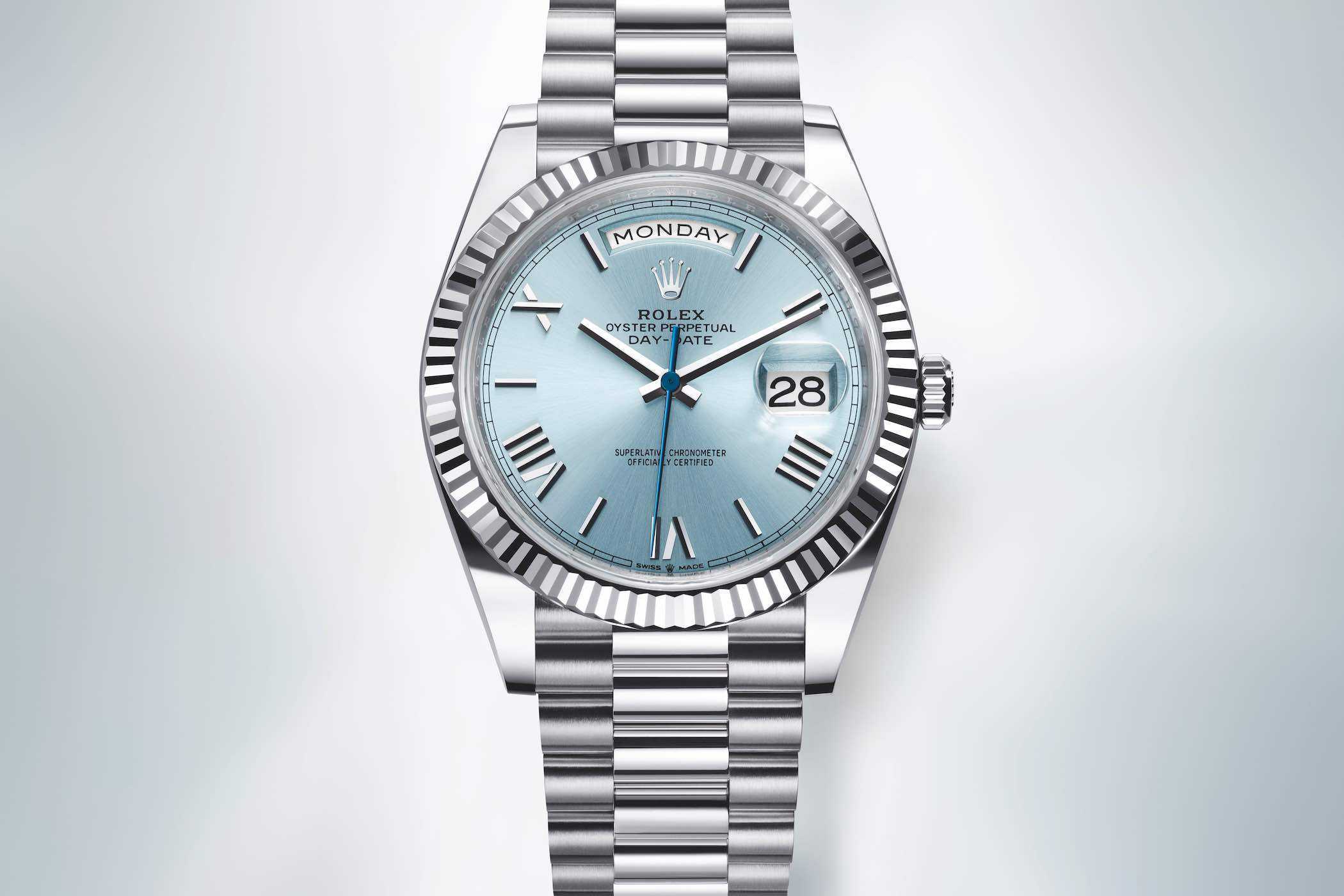 Rolex day date platinum Ice blue Arabic Brand new 2022