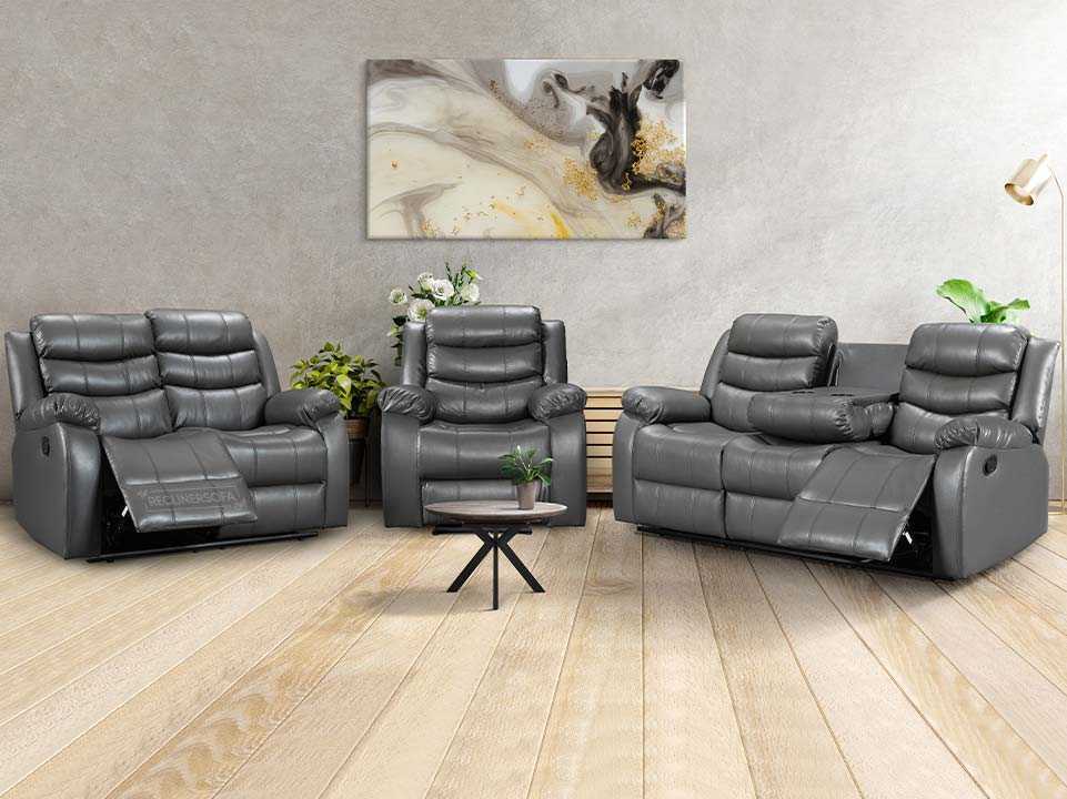 EXCELLENT CONDITION 3+2+1 LEATHER SOFA-image