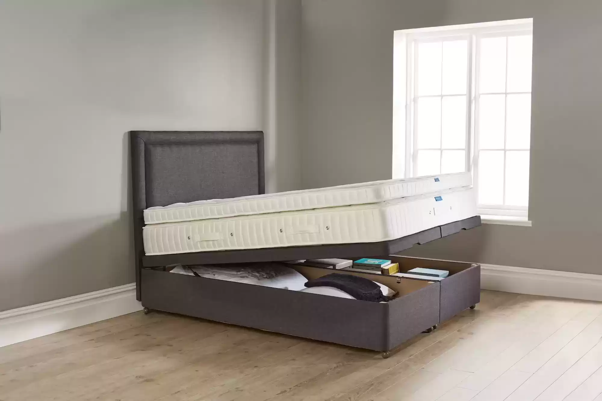 Double Bed with storage (two units) with Mattress