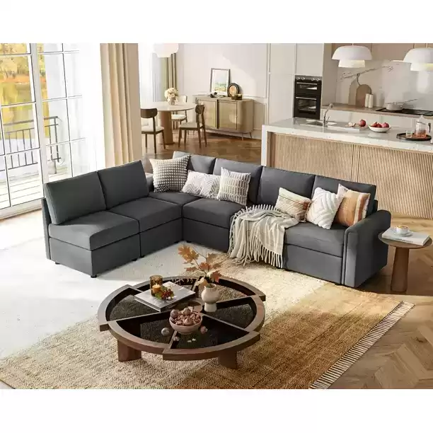L shape couch with storage and living room coffe table from Home Center