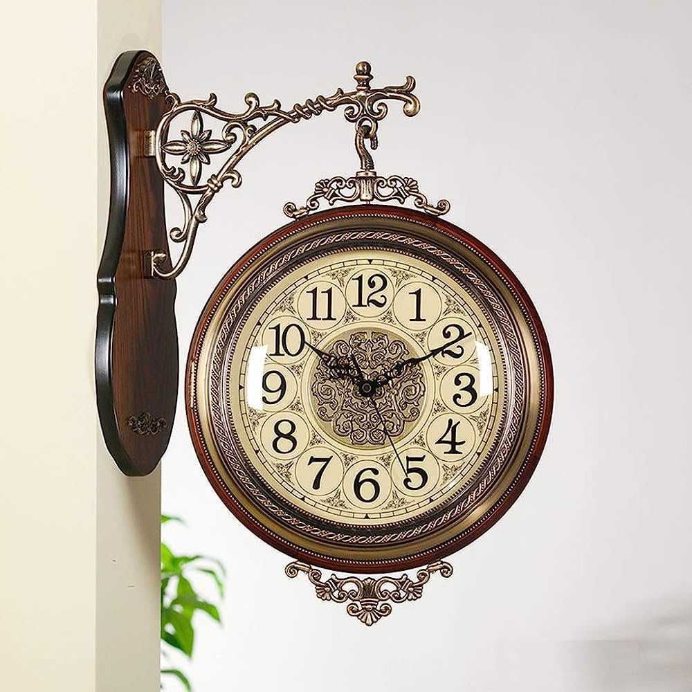 Metal Double Sided Clock with Hanging Bracket-pic_1