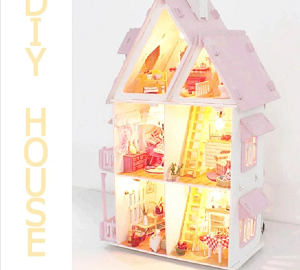 Large Wooden Kids Doll House Kit Girls Play Dollhouse Mansion Furniture Toy For Children