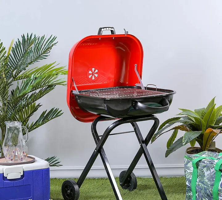 charcoal barbecue kettle, red