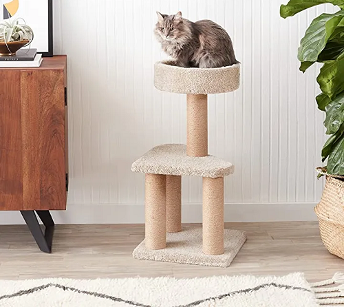Cat Activity Tree Tower with Scratching Posts, Cat Condo for Indoor Use - 15.7 x 31.5 inches, Beige