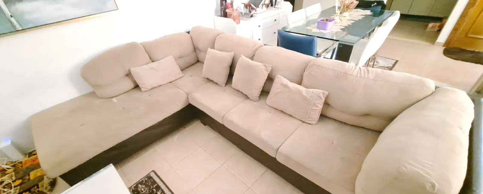 PAN EMIRATES 2 x SINGLE and L Shape 6 Seater Sofa Sets in good condition