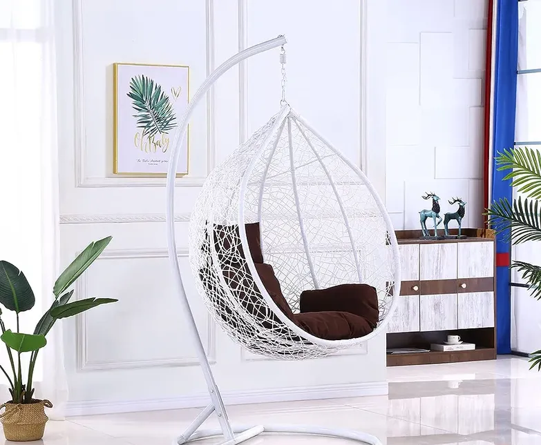 Indoor Outdoor Patio Wicker Hanging Chair Swing Egg Basket Chairs-image