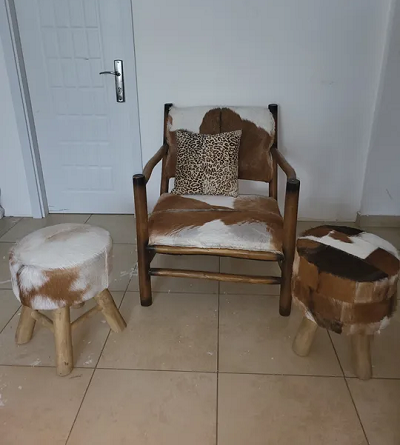 Real leather chairs and stools