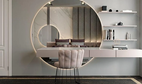 Hanging Mirror With Dresser and Stool