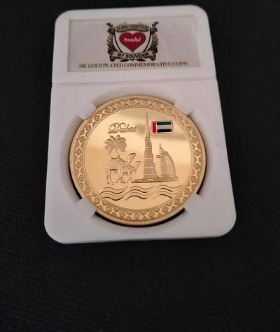 24k Gold-plated welcome dubai commemorative coins value-pic_1