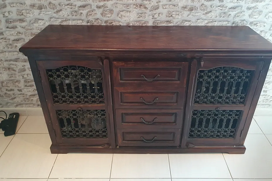 Solid wood cabinet brown colour in very gd condition 2 mcabinet and 4 drawers-pic_3