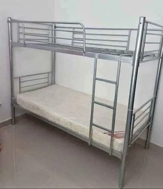New matreses new singel beds new bunk beds silver colour for sale whole sale price best for bachelor-image