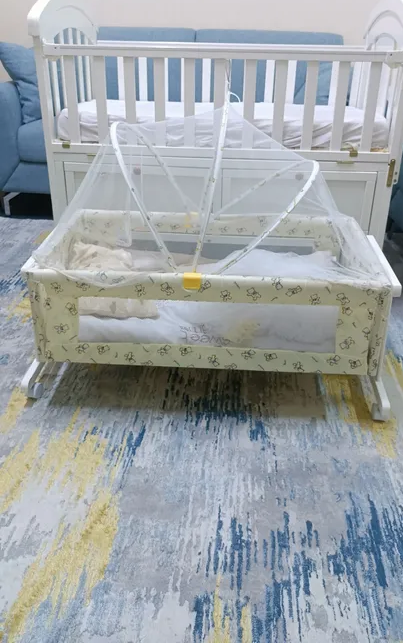 Twin large baby bed with a small rocking bed for sleeping with steamer sanitizers for milk bottle