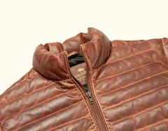 Buffalo leather puffer jacket for men-pic_3