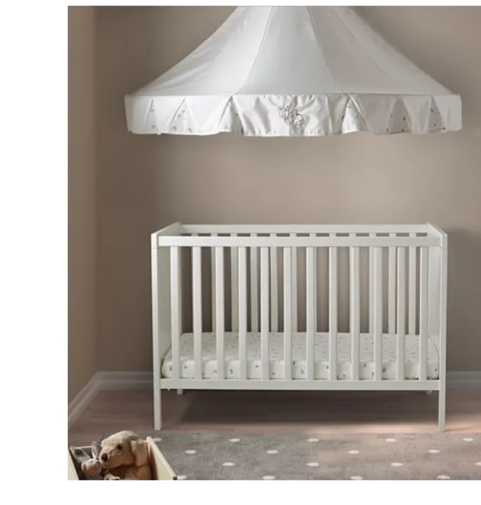 baby bed white like new with mattress-image