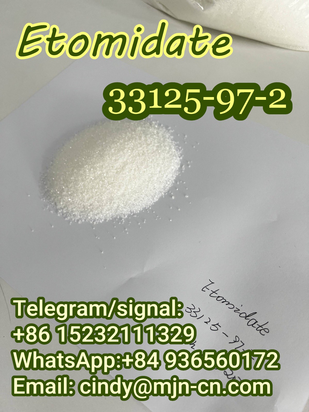 Telegram/signal:+86 15232111329  Etomidate 33125–97–2  High quality chemicals，purity of 99%-image