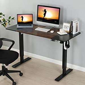 Height Adjustable Motorized Standing Or Sitting Desks For The Office Black/Oak-image
